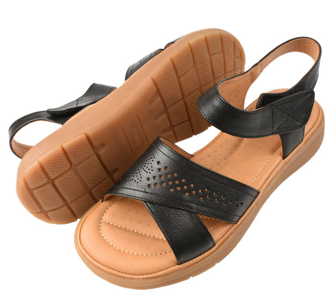 Sandale casual, dama, FORMAZIONE, 33180 negru, piele naturala